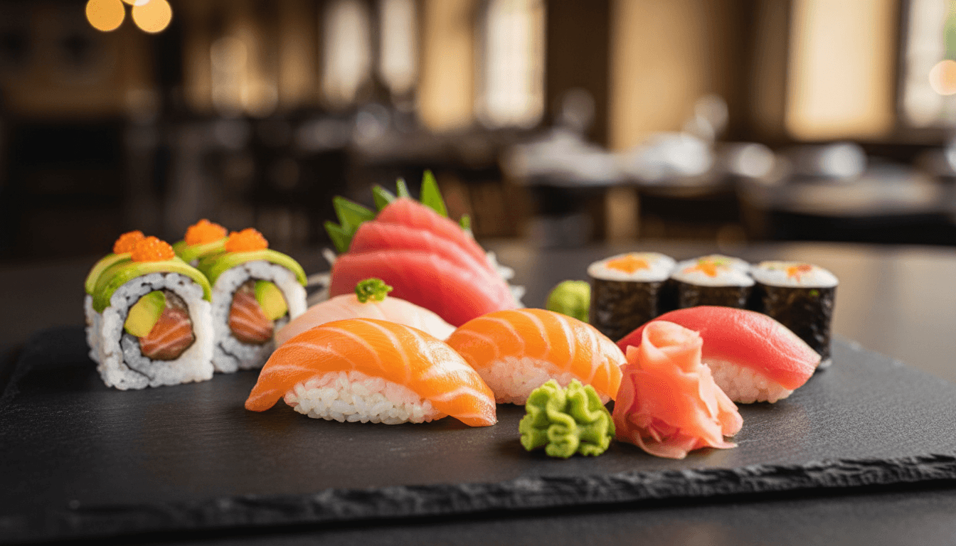 Elegant assortment of fresh sushi and sashimi at Fujisan Sushi & Grill
