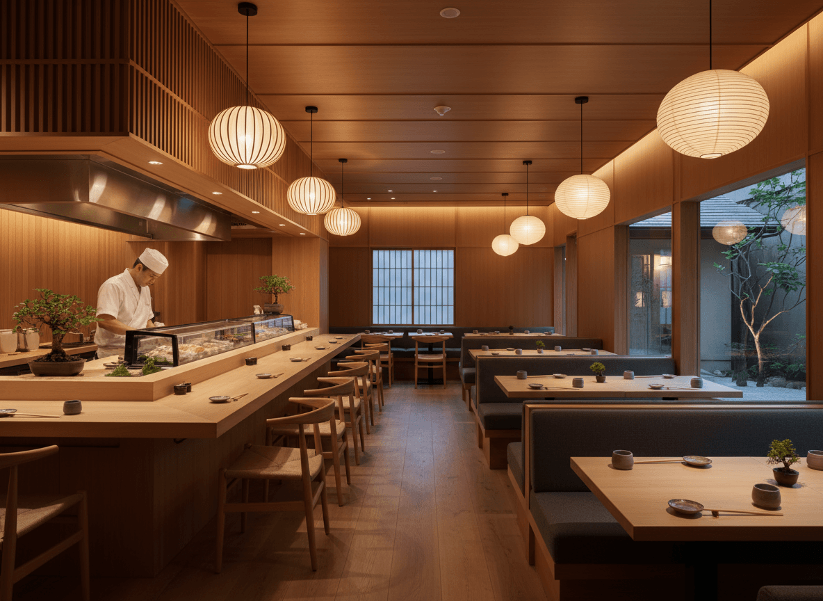 Modern and elegant interior of Fujisan Sushi & Grill restaurant