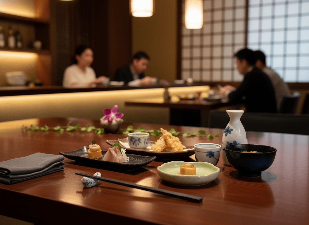 Elegant table setting at Fujisan